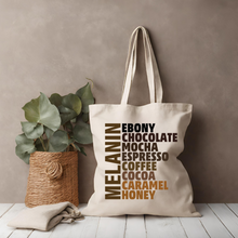 Load image into Gallery viewer, Melanin Cotton Tote Bag